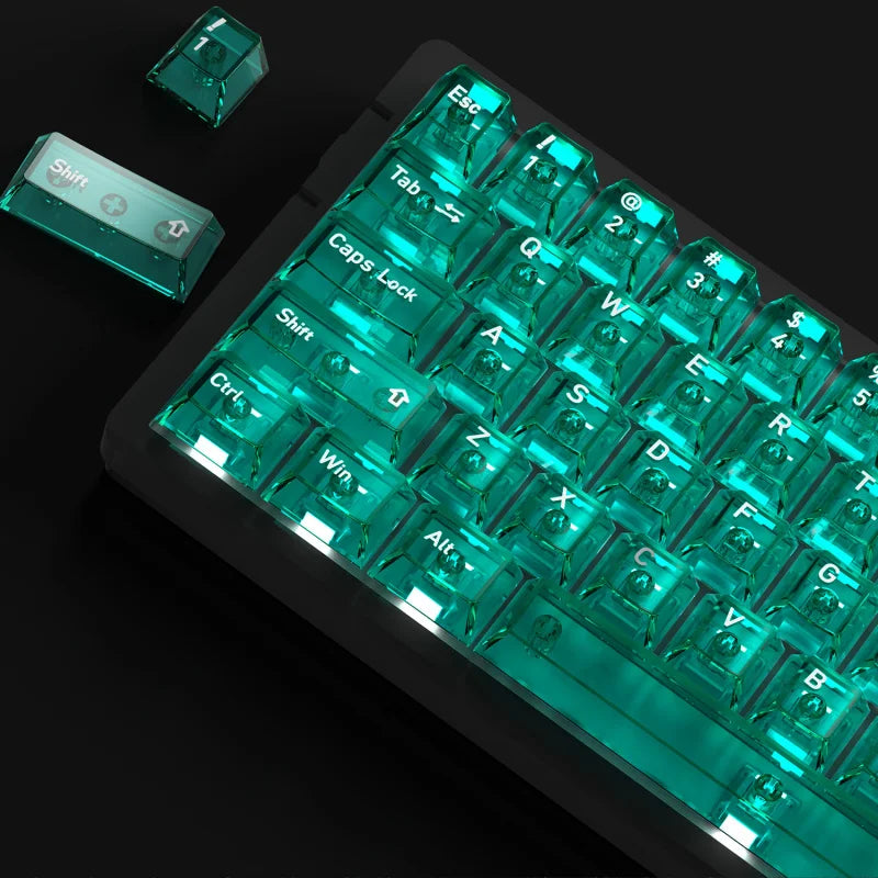 Multilingual Transparent Keycaps, EN/JP/RU/KR Crystal Clear Keycap Set, PC Material Full Translucent Mechanical Keyboard Keys