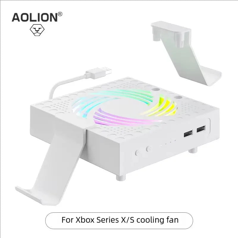 Aolion RGB Cooling Fan Host Dust Proof Cover Mesh Filter Jack Stopper Kit For Xbox Series X Game Console Handle Rack Accessories