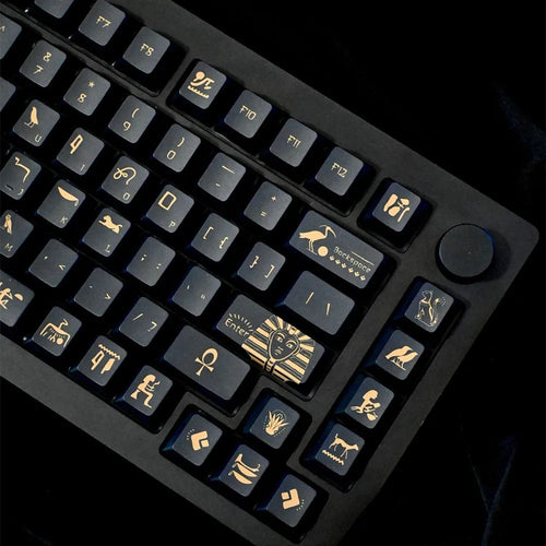 142 Keys Pharaoh Keycap PBT Material Cherry Profile Black Gold Color DYE Sublimation ANSI Layout For Mechanical Gaming Keyboard