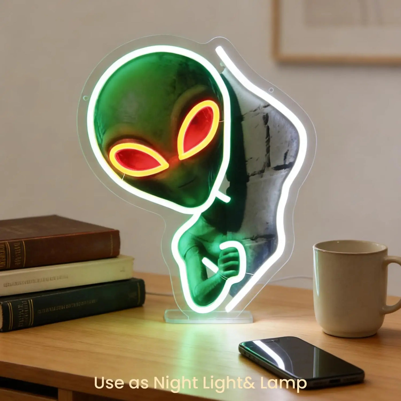 Alien Neon Sign Kids Room Decor USB Powered Led Light for Tiki Bar Gaming Room Party Bedroom Decorations Gift Art Wall Lights