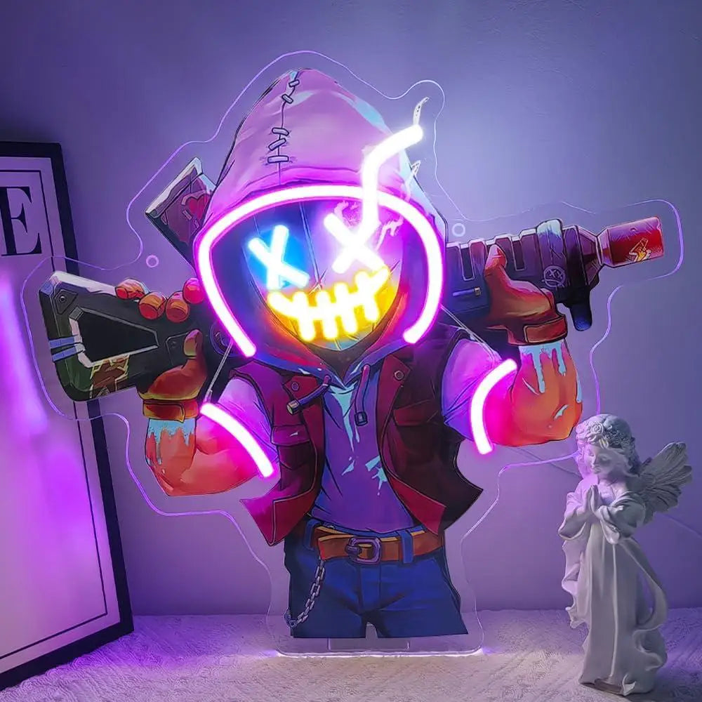 Anime Neon Sign Joker Clown Led Neon Light Signs for Bedroom Man Cave Party Gaming Room Decor Birthday Gifts for Gamer Man