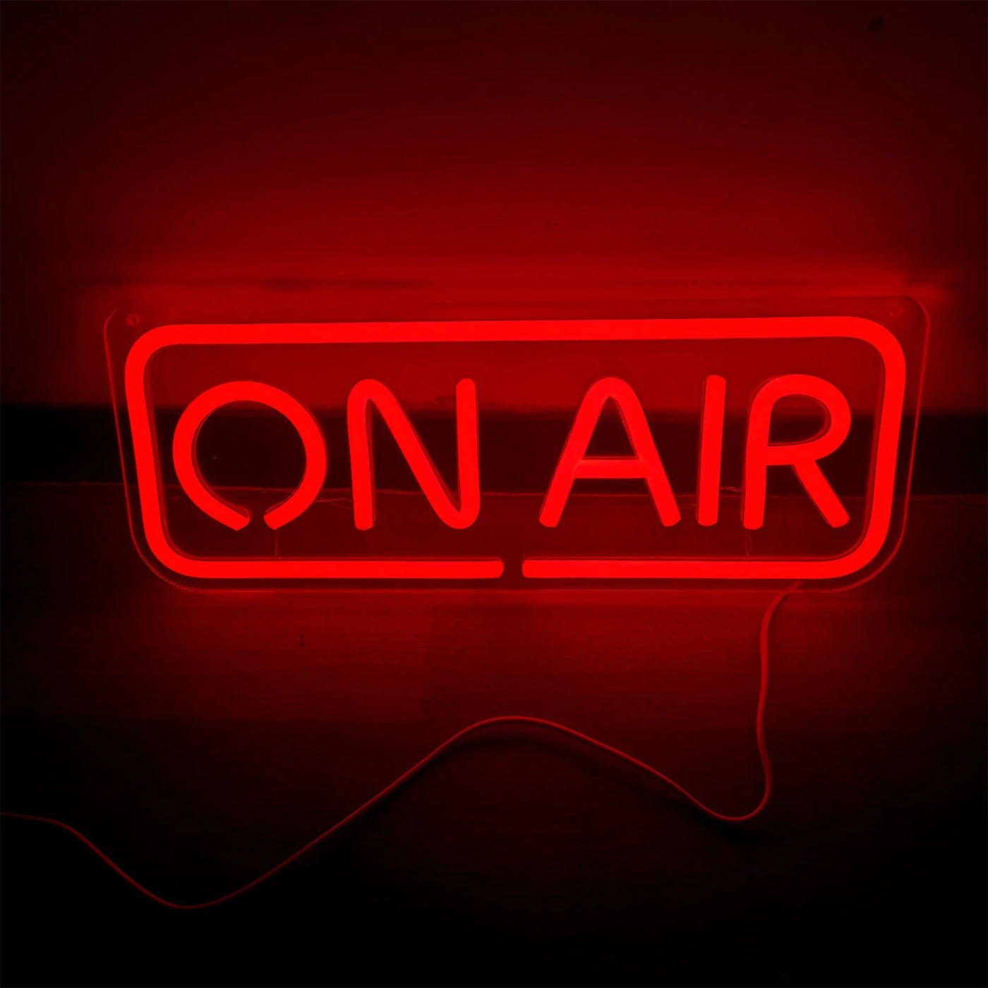On Air Neon Sign USB Dimmable LED Wall Neon Light Red Glow for Music Studio Podcast Room Streaming Setup Live Broadcast Decor
