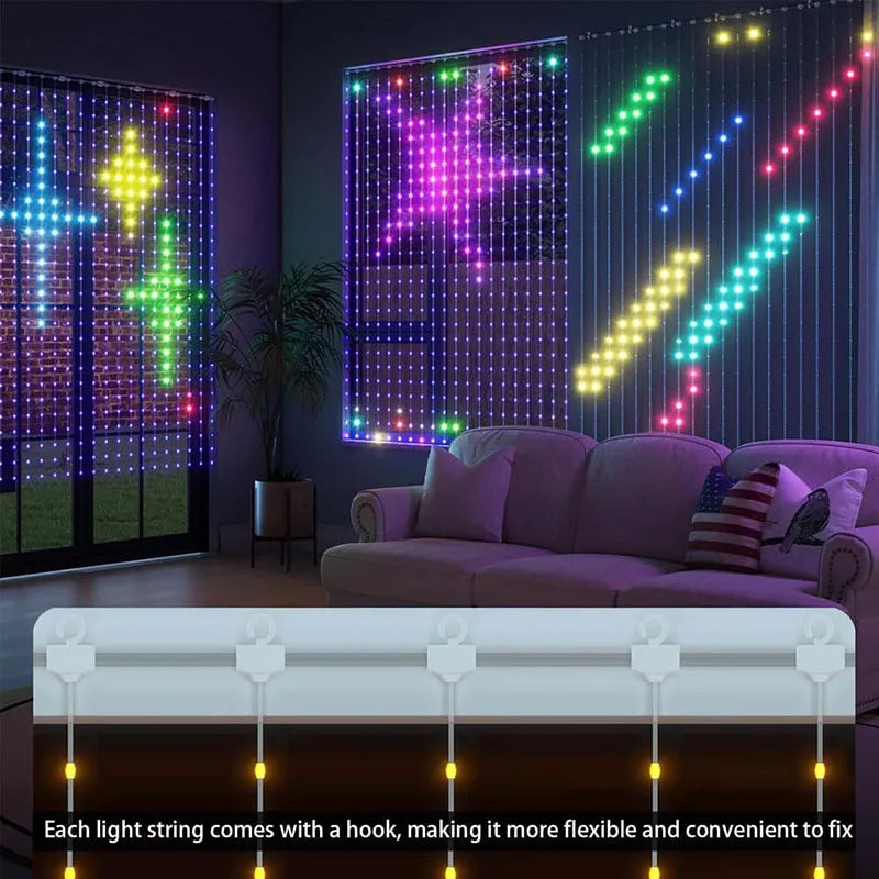 Dream Color Curtain Light RGB Dream color programmable smart LED Pebble String Light