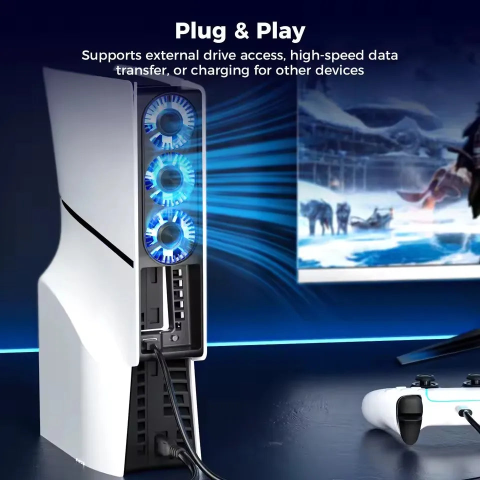 IINE PS5 Slim Intelligent Temperature-Controlled Cooling Fan Low-noice Working Compatible with PS5 Slim Disc & Digital Edition