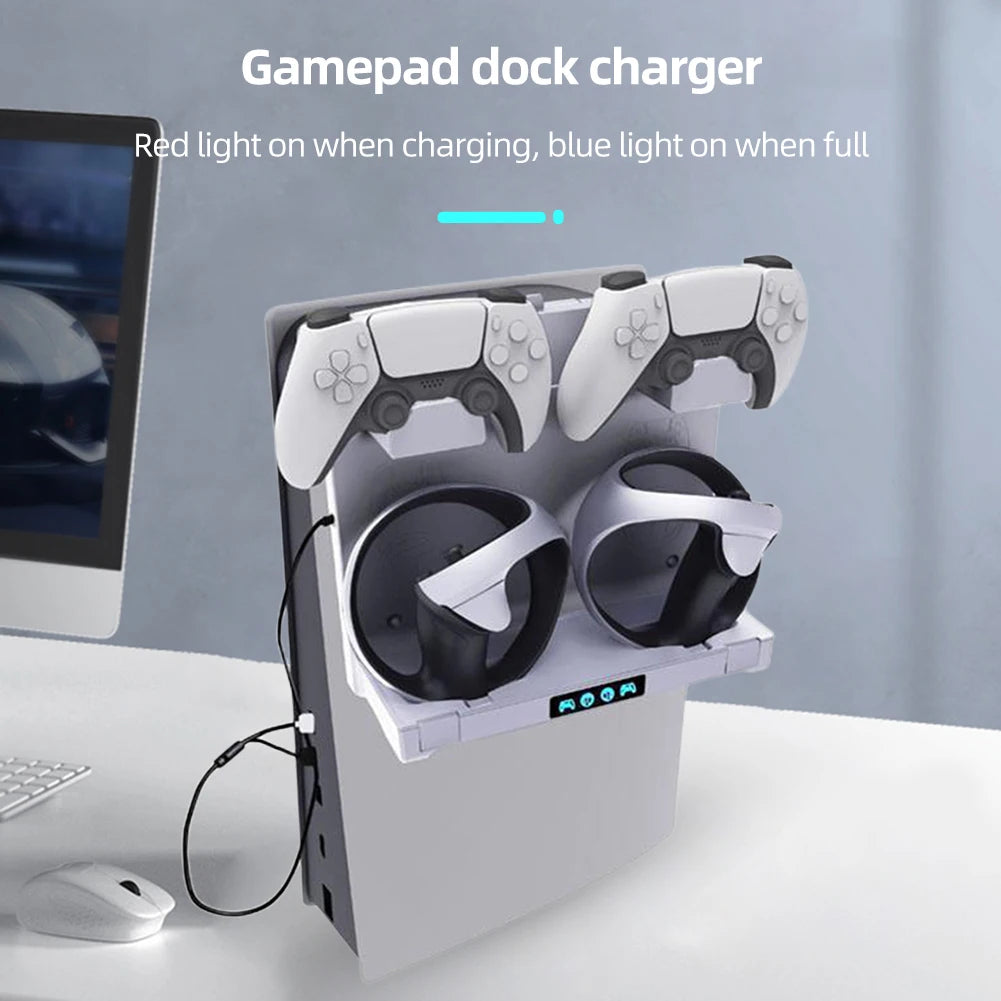 Game Controller Charger Station Storage Earphones Bracket Controller Charging Cradle With Display Light for PS VR2