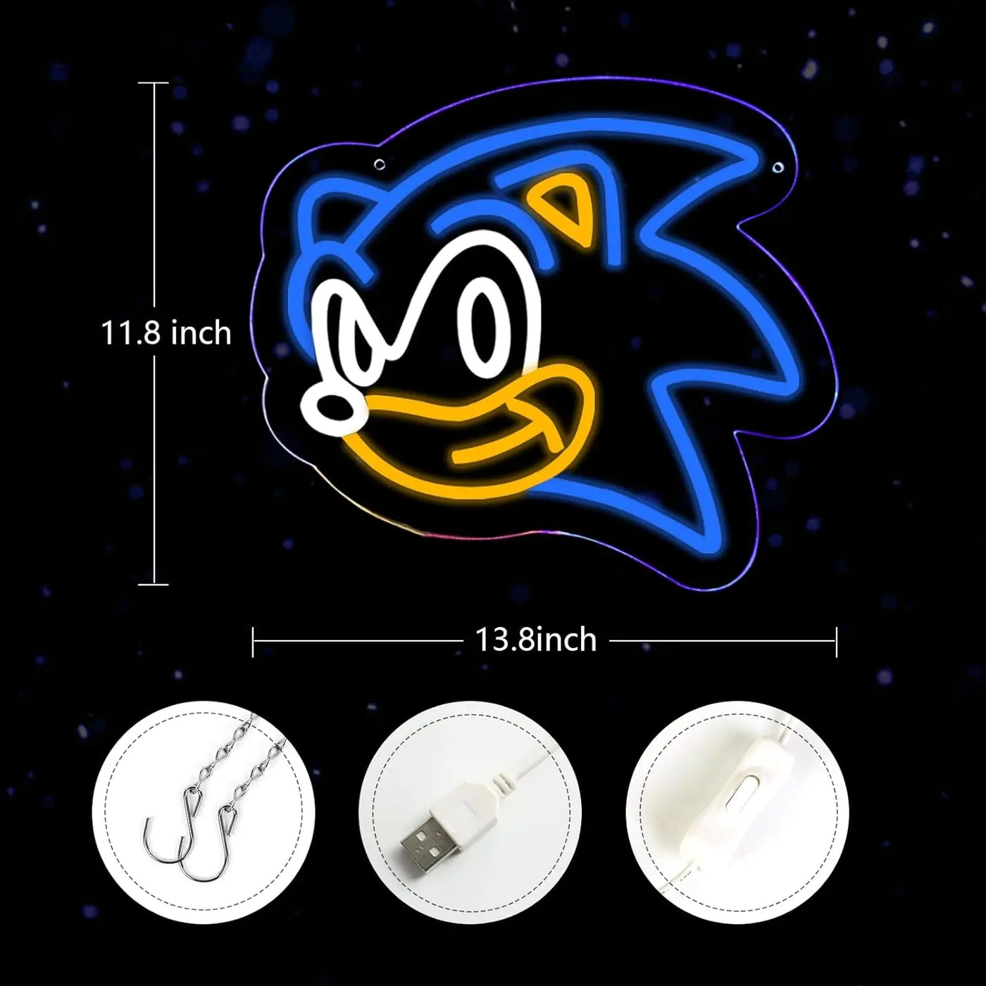 Hedgehog Neon Sign USB Powered LED Neon Light for Kid room Living Room Gaming Room Bar Wall Decor Creative Birthday Gifts