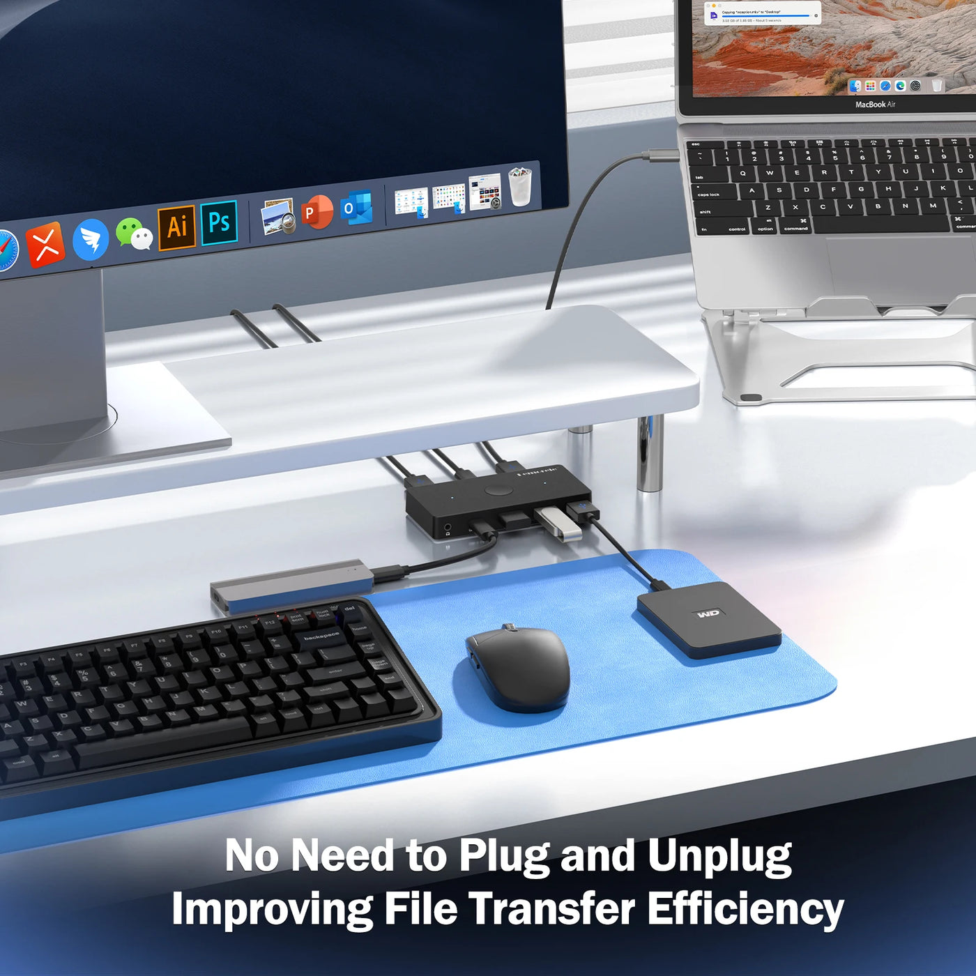 Lemorele USB Switch Adapter USB 3.0 Switcher 2 In put 5 Output USB Switch Printer Sharer For Laptop Computer Keyboard Switcher