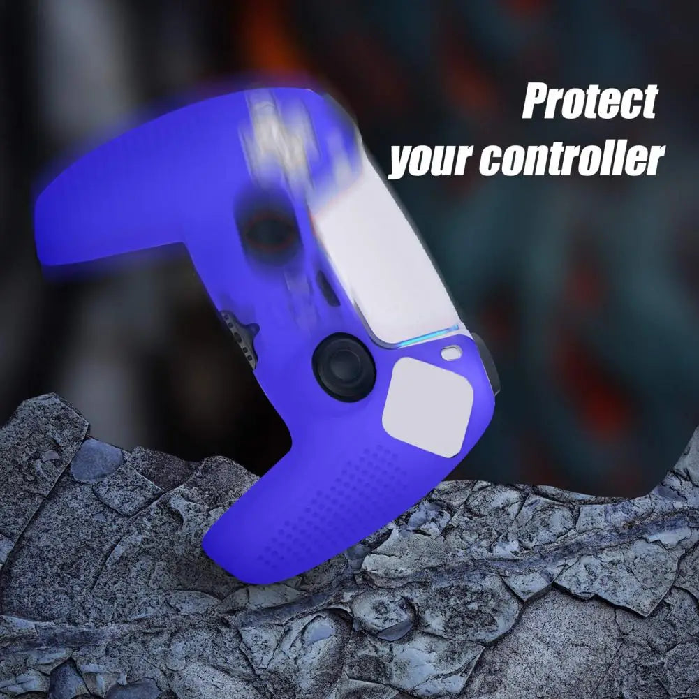 Silicone Protective Skin Cover Shell for 5 PS5 Controller Anti Slip Rubber Case with 2 Thumb Grips Accessories Set