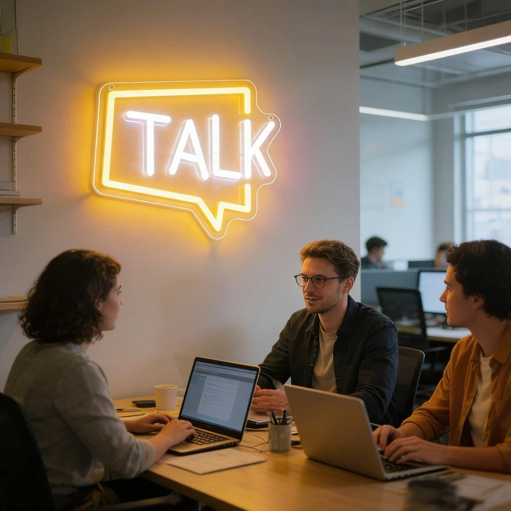 Speech Bubble TALK Neon Sign Office LED Neon Light USB Dimmable for Podcast Studio Bedroom Therapy Space Speech Event Wall Decor