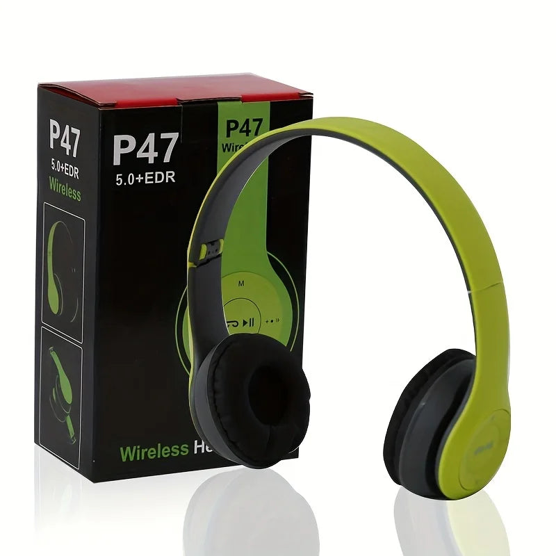 P47 Wireless Headphones Bluetooth 5.0 Earphones Foldable HIFI Stereo Bass for Music Gaming Kid Girl Earphone for Smartphone
