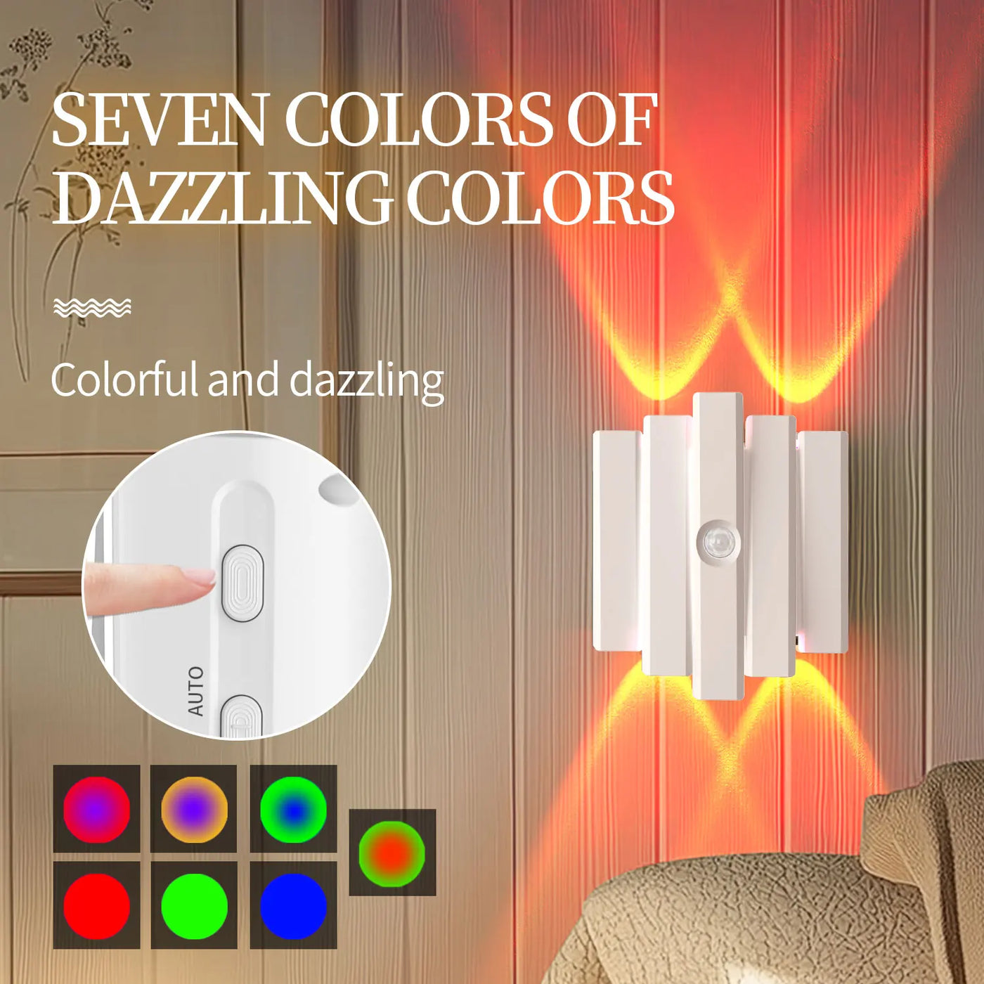 4 Heads LED Night Light with Motion Sensor RGB Gradient Wall Lamp Rechargeable Ambient Light Dimmable Magnetic Indoor Lights