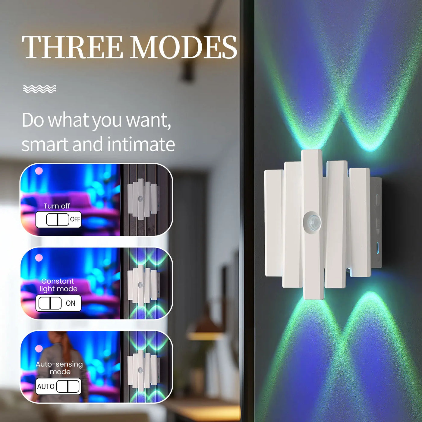 4 Heads LED Night Light with Motion Sensor RGB Gradient Wall Lamp Rechargeable Ambient Light Dimmable Magnetic Indoor Lights