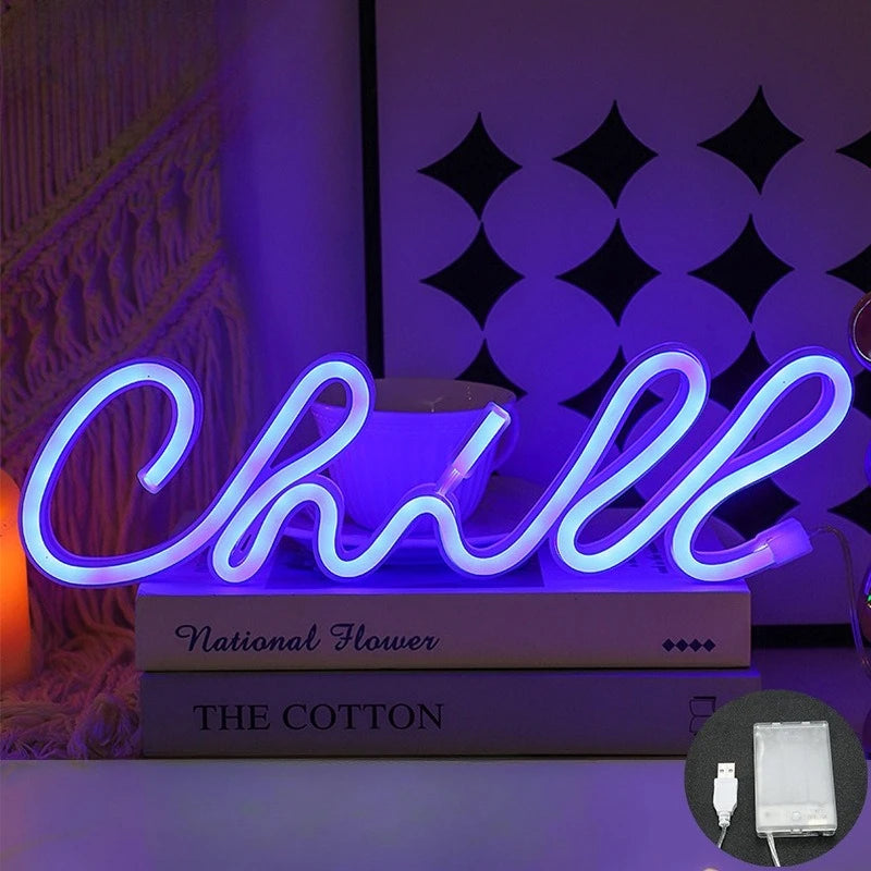 Chillout Lounge Neon Sign USB LED Light for Bar Garage Party Gaming Room Bedroom Decoration neon personnalisé Gift Night Light