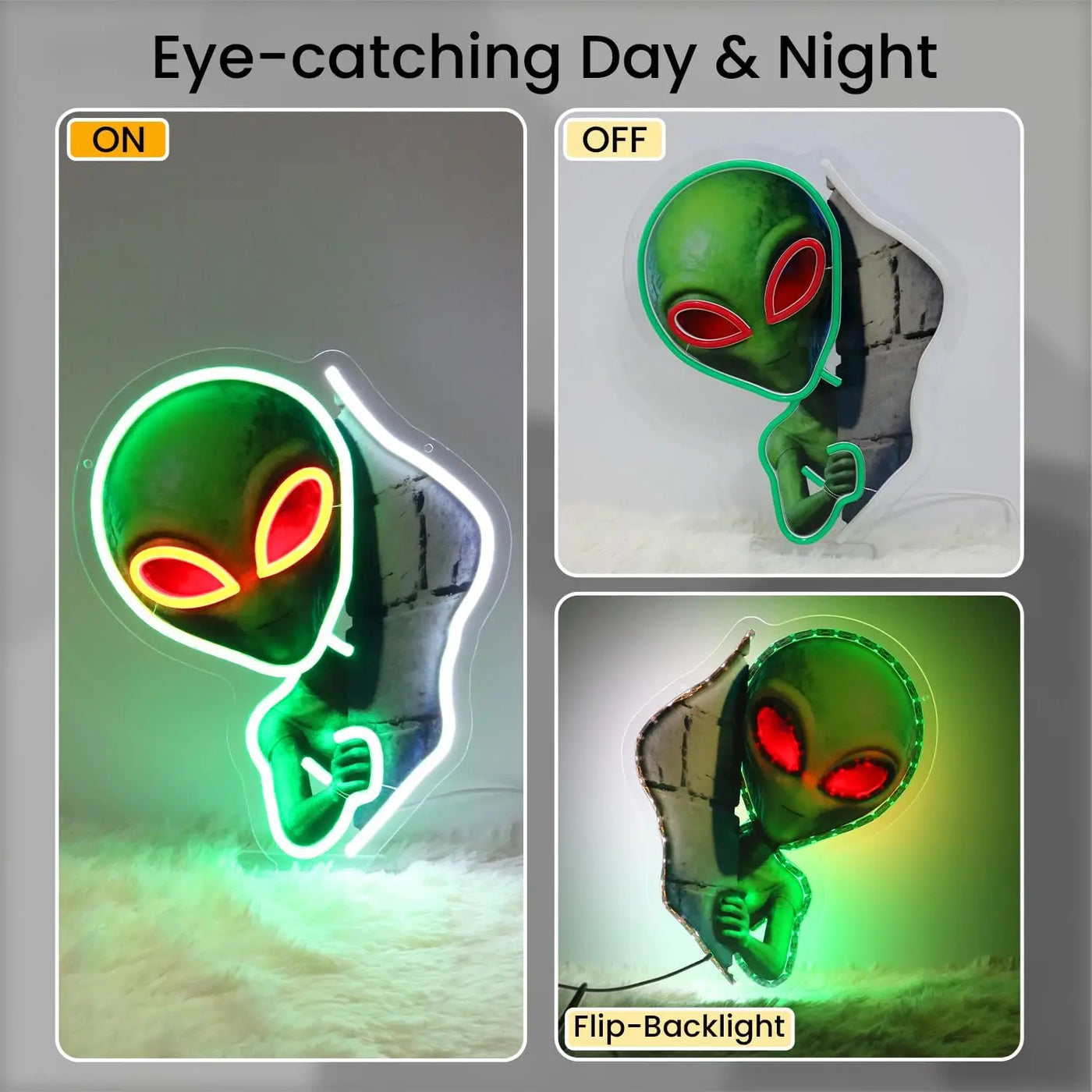 Alien Neon Sign Kids Room Decor USB Powered Led Light for Tiki Bar Gaming Room Party Bedroom Decorations Gift Art Wall Lights