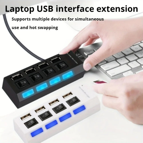 4/7 Port USB 2.0 Hub High Speed Multi Splitter Adapter Expander with LED Lamp Switch for PC Laptop Computer Extender