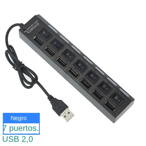 7 Ports USB HUB USB Switch Usb Splitter Adapter High Speed Multi HUB USB2.0 Extension HUB with On/Off Switch For Computer Laptop