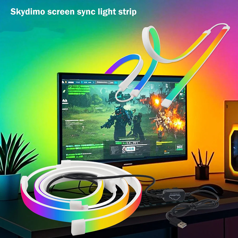 5V USB RGB WS2811B LED Neon Display PC Backlight Strip Light Atmosphere Screen APP Music Sync Decor Kit for Party Gaming Room