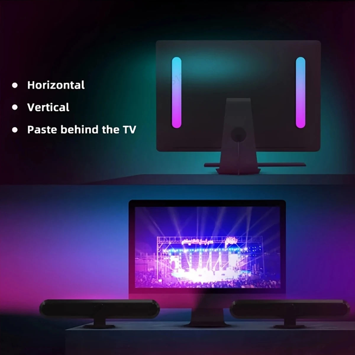 2 Led Strip Lights, Rgb Color Changing, 24-Key Remote Control, Symphony Ambiance, Music Rhythm, Ambient Lighting, Suitable for Rooms, Gaming, Tv, Parties, Christmas, USB Powered