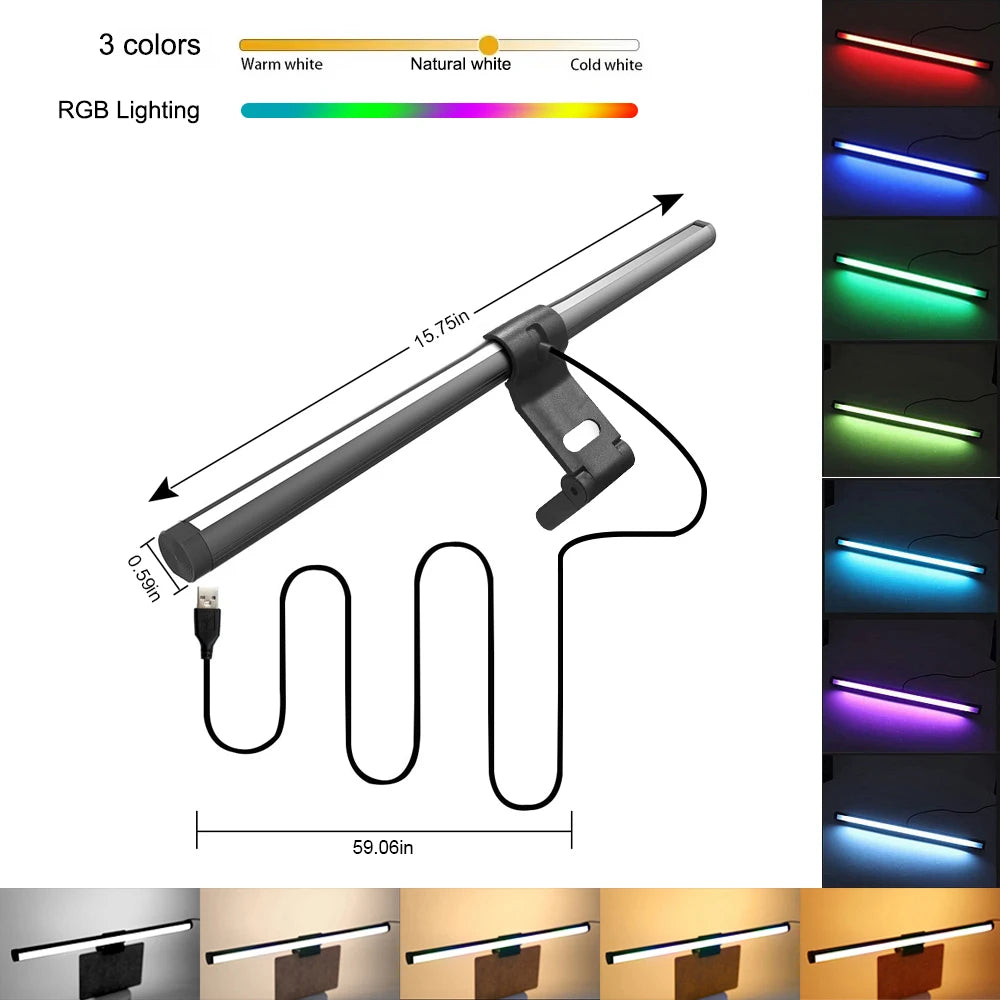 Monitor Screen Hanging Lighting Bar Computer Gaming Lights RGB CCT Led Monitor Light Bar for USB Dimmable Desk Lamp Atmosphere