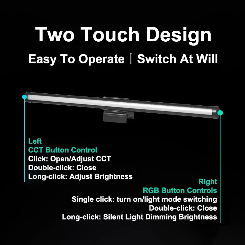 30CM Screen Hanging Lights Monitor Light Bar LED Computer RGB Atmosphere Table Lamp for Work Study Read Gaming Stepless Dimmable