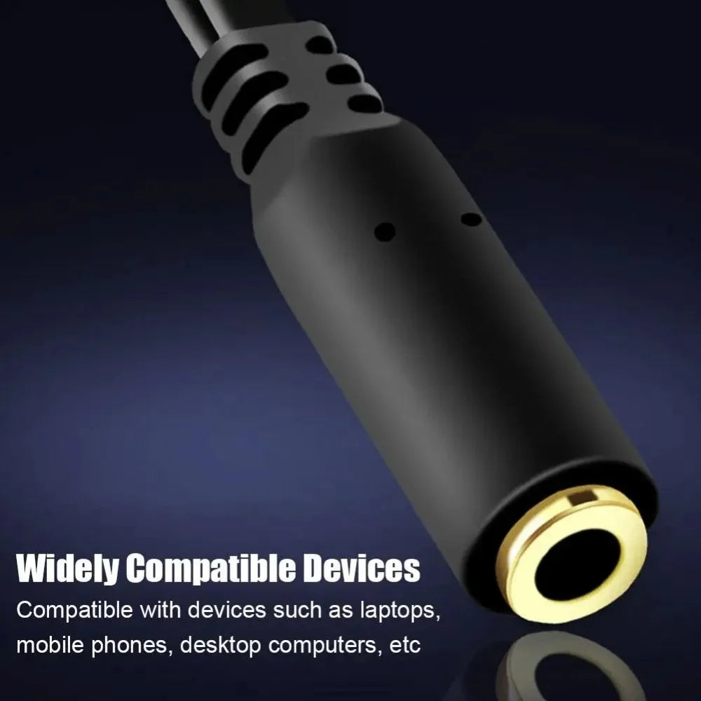 3.5mm Headphone Microphone Audio Splitter Female to Dual 2 Male Y Cable Converter Adapter For Computer PC Laptop Gaming Headset