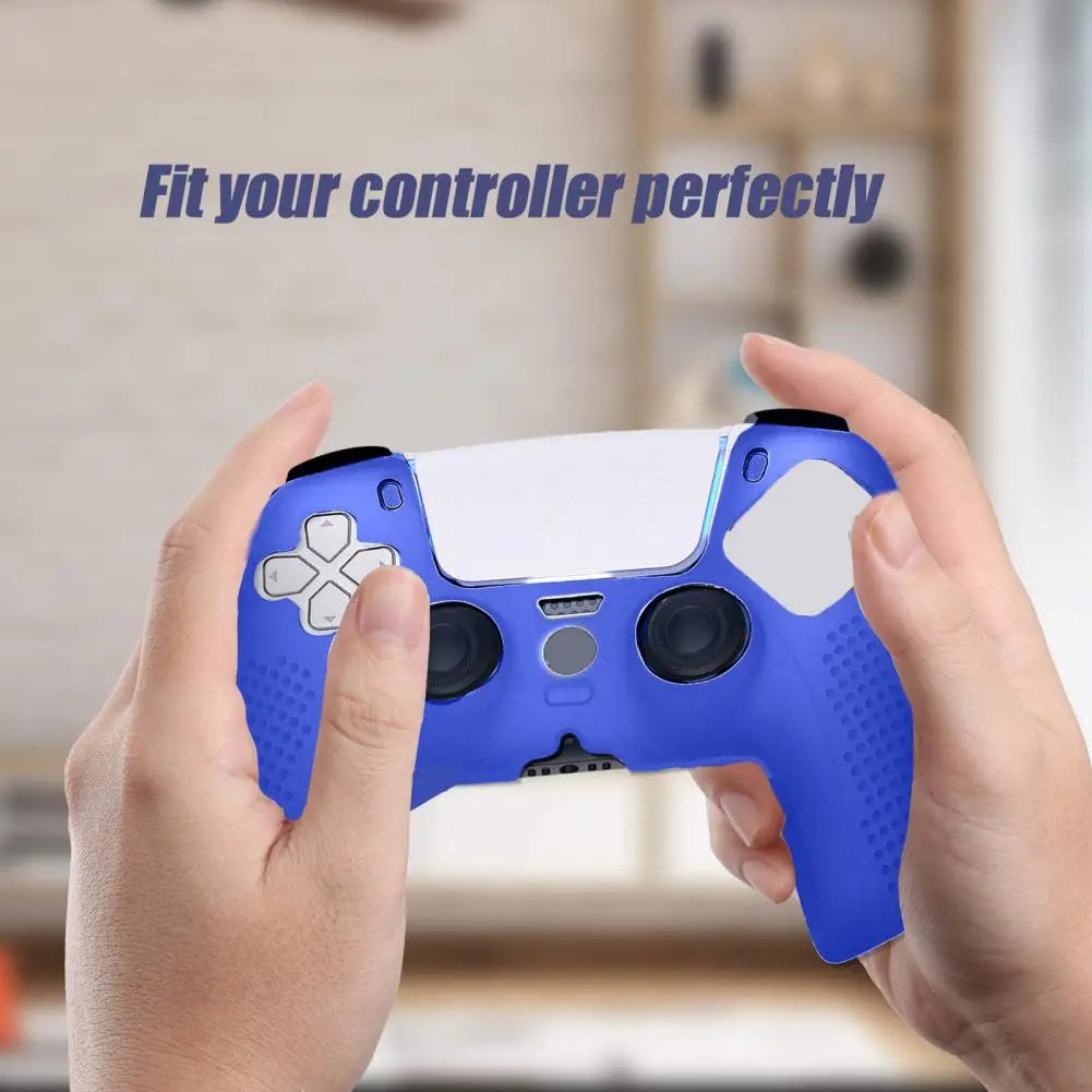 Silicone Protective Skin Cover Shell for 5 PS5 Controller Anti Slip Rubber Case with 2 Thumb Grips Accessories Set