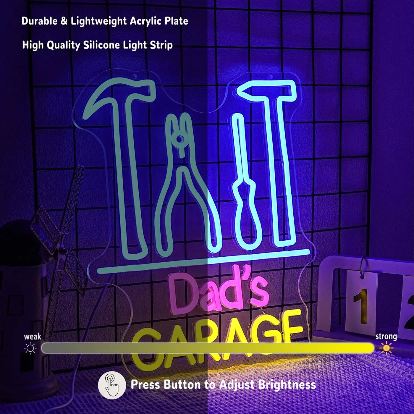 Dad's Garage Neon Sign USB Powered LED Light for Auto Repair Shop Gaming Room Bedroom Decoration Business Art Wall Light
