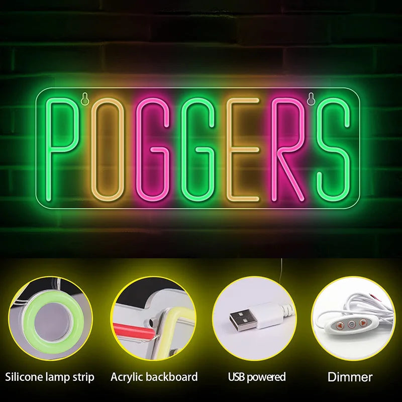 Game On Neon Sign LED Letter Gaming Keyboard Neon Decoration Lamp Dimmerable USB Plug for Game Room Bar Pubs Party Gift