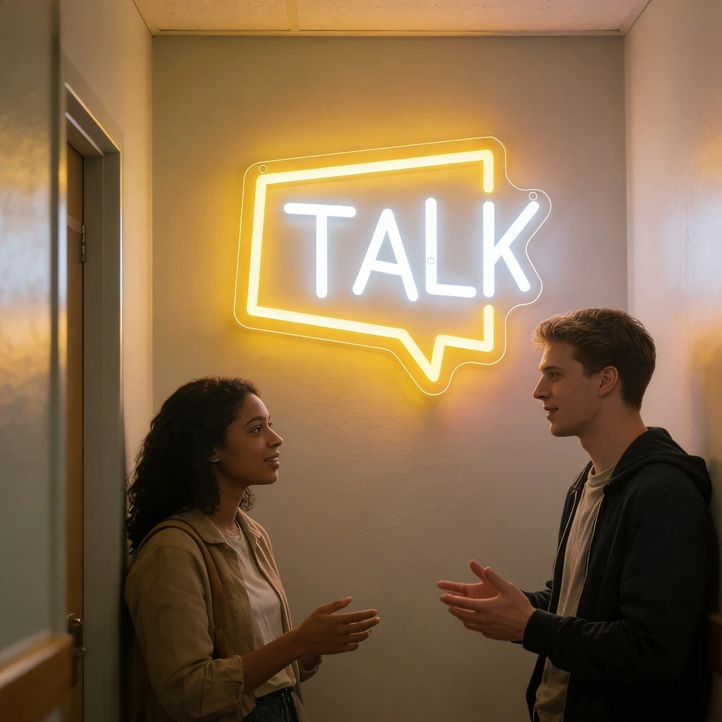 Speech Bubble TALK Neon Sign Office LED Neon Light USB Dimmable for Podcast Studio Bedroom Therapy Space Speech Event Wall Decor