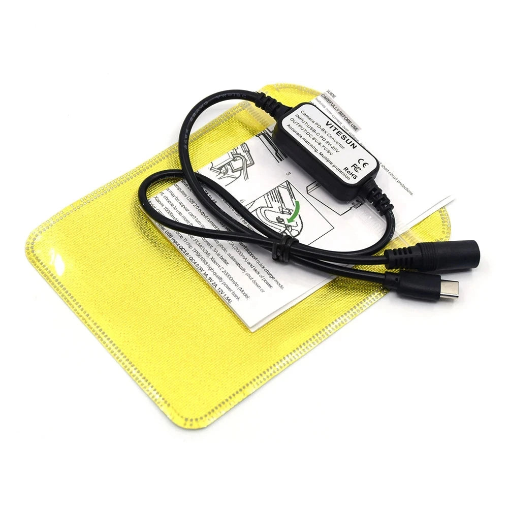 USB C Power Bank PD 8V Charger Cable For PS BLN-1 BLS-5 BLH-1 DMW-BLF19 DCC12 BLC12 DCC8 NP-FW50 FZ100 LP-E6 DR-E6 Fake Battery