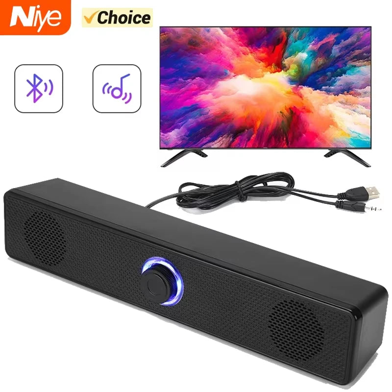 4D Surround Soundbar Bluetooth 5.0 Wired Wireless Stereo Subwoofer Speaker Home Theater for PC Laptop Computer Gaming Movies