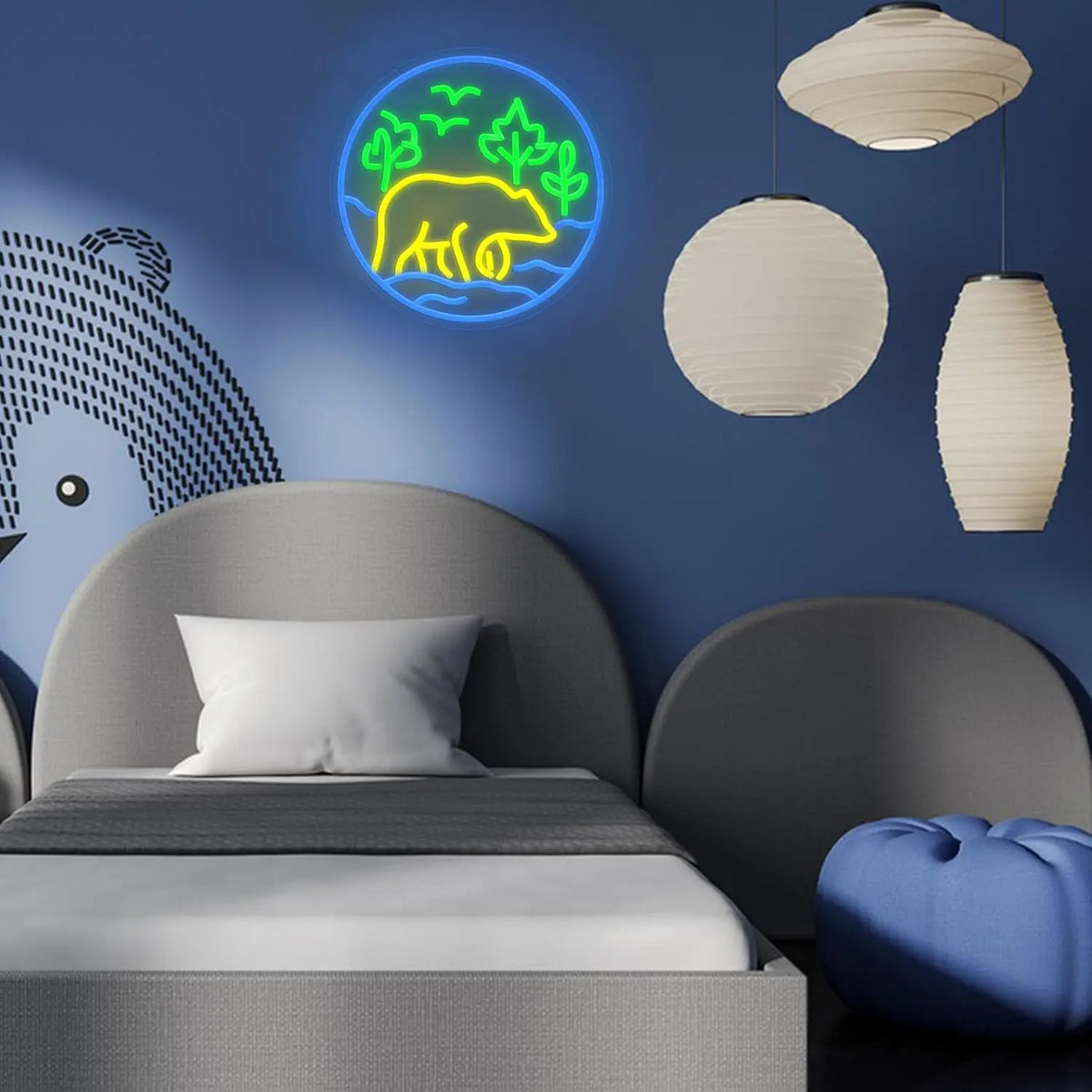 Bear in The Forest  Neon Sign USB Powered LED Neon Light for Party Bar Gaming Room Bedroom Aesthetic Decoration Art Wall Light