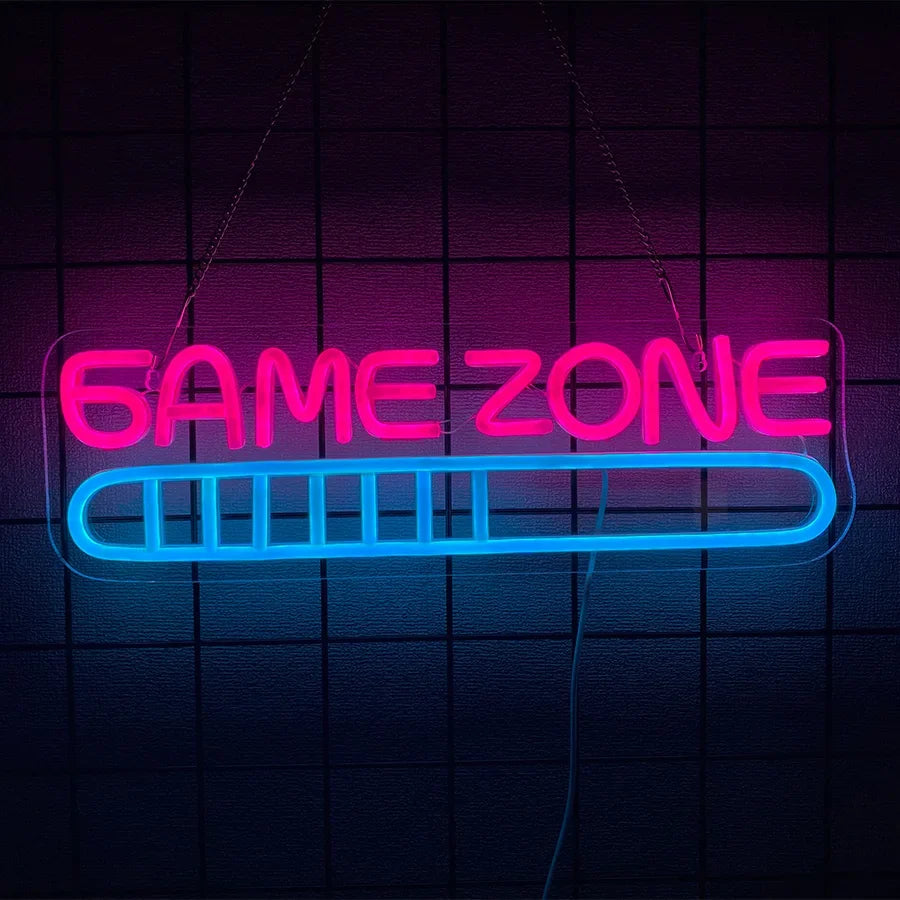 Neon Sign for Home Decor for Room Decoration Bedroom Accessories Game on LED Gamer Wall Teen Gaming Aesthetic Light Stuff Living