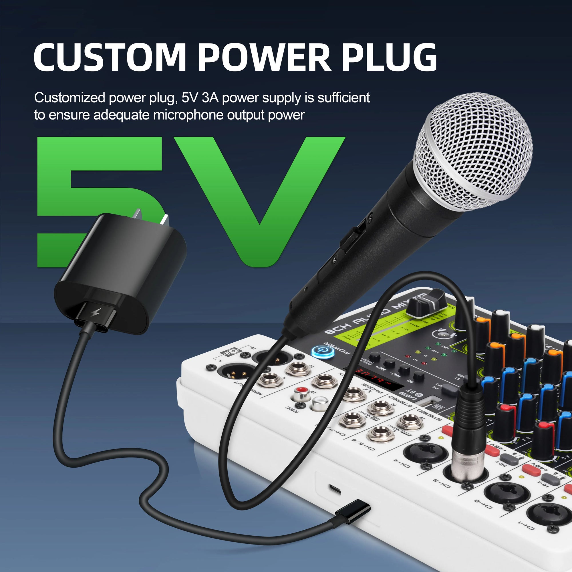 Debra V4/V8 Audio Interface Mixer, DJ Controller with Bluetooth USB 48V Phantom Power Delay Replay Effect for Computer Recording