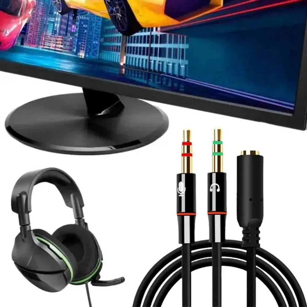 3.5mm Headphone Microphone Audio Splitter Female to Dual 2 Male Y Cable Converter Adapter For Computer PC Laptop Gaming Headset