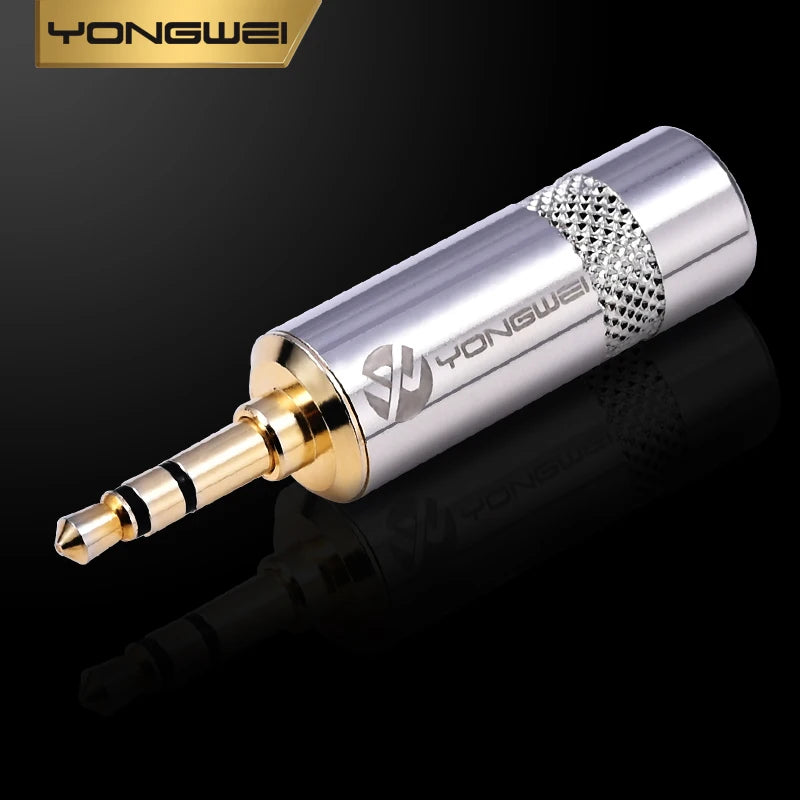 YONGWEI 3.5mm TRS gold plated audio plug 3.5 aux headphone car headset computer MP3 3-polos,  DIY welded female plug