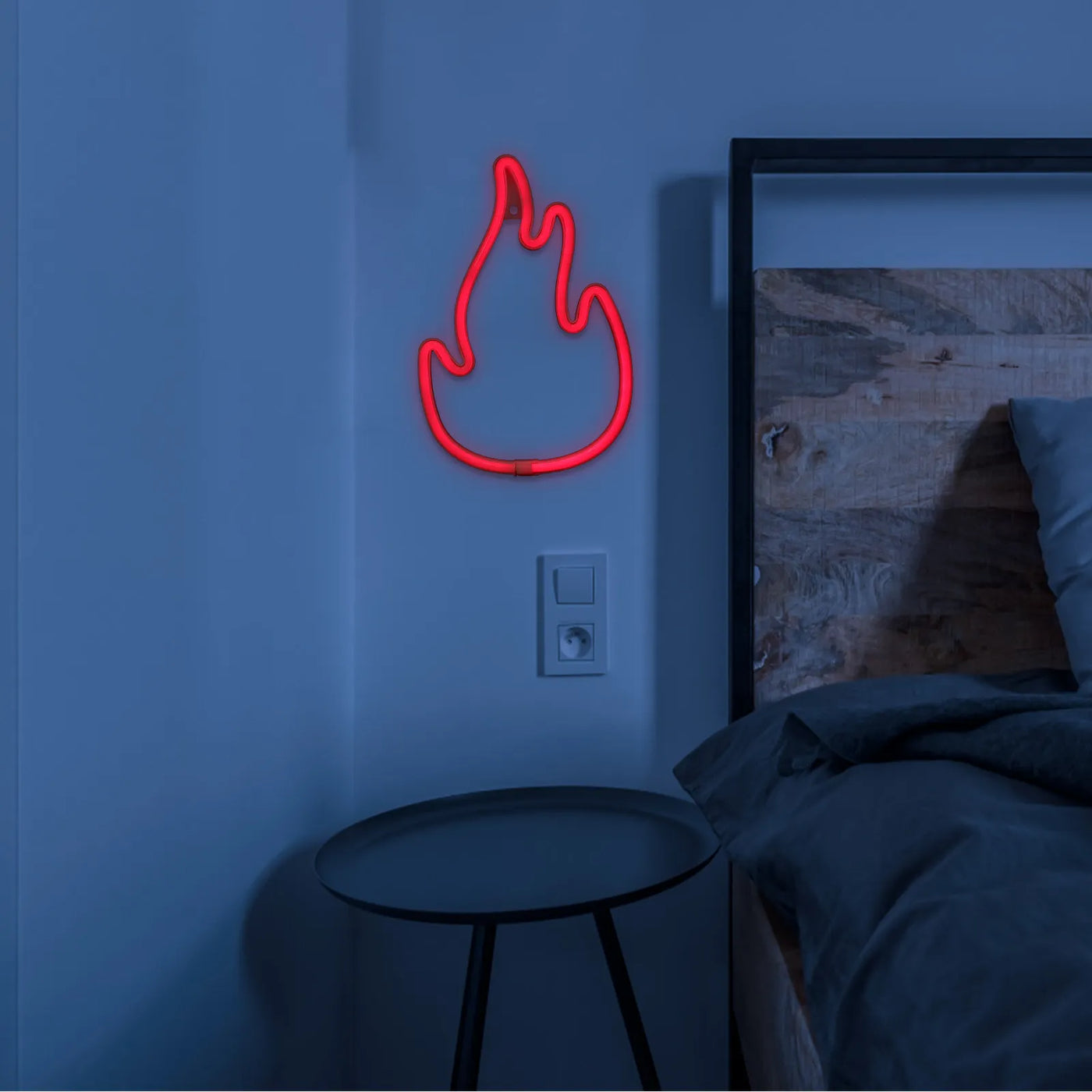 Neon Light Sign Flame Shape Led Wall Decor For Home Bar Bedroom Gaming Room Blue Aesthetic Hanging Decorative Lights