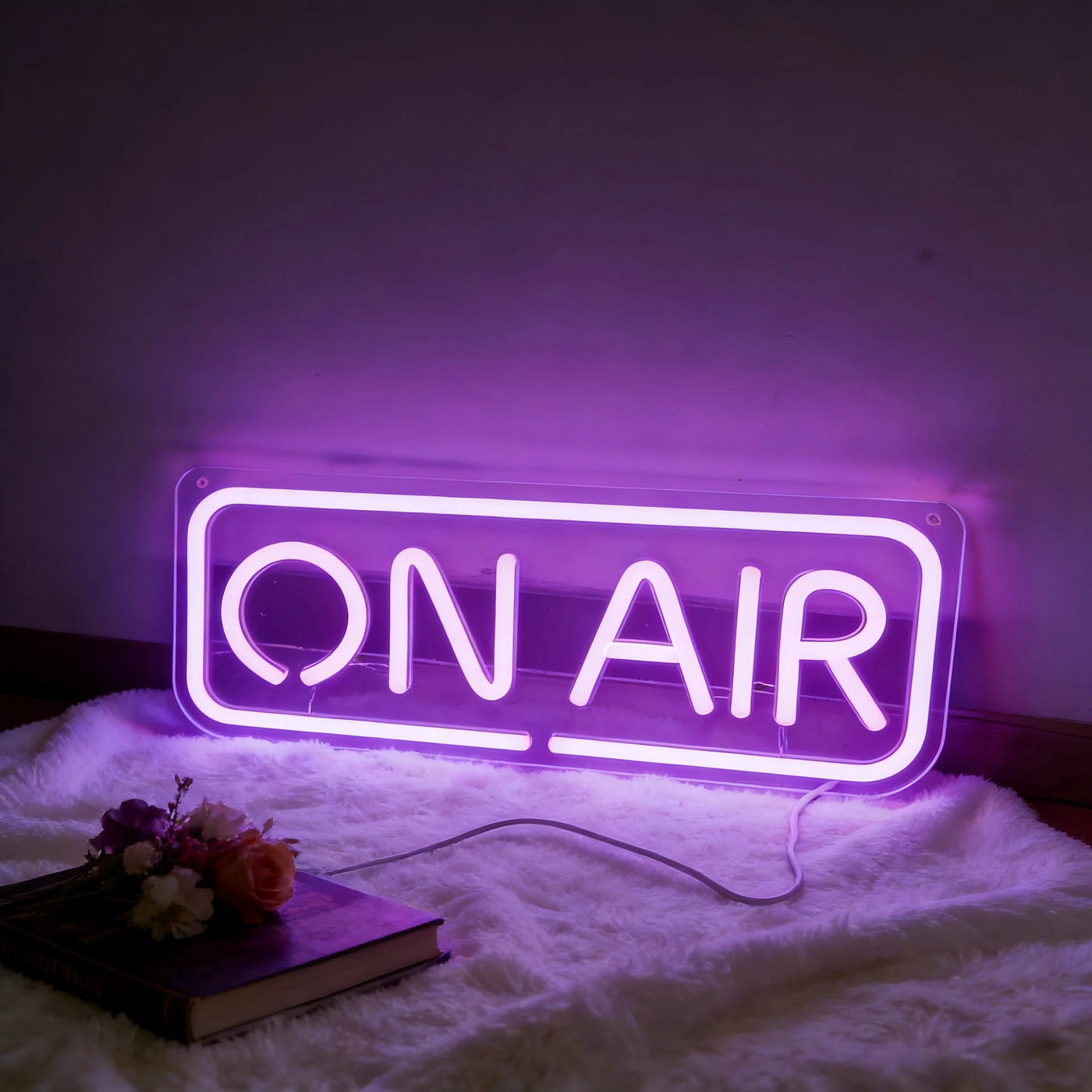 On Air Neon Sign USB Dimmable LED Wall Neon Light Red Glow for Music Studio Podcast Room Streaming Setup Live Broadcast Decor