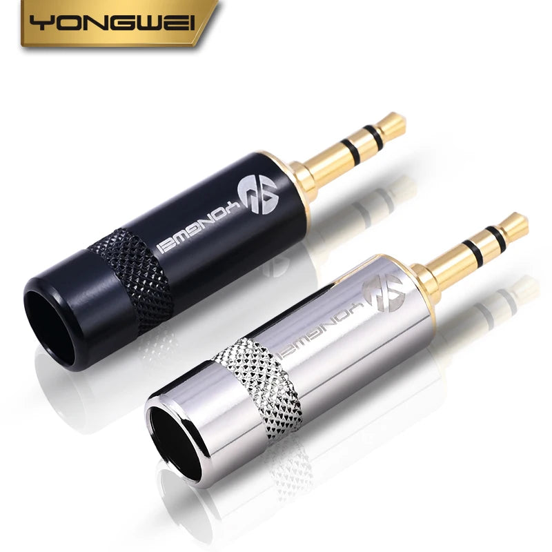 YONGWEI 3.5mm TRS gold plated audio plug 3.5 aux headphone car headset computer MP3 3-polos,  DIY welded female plug