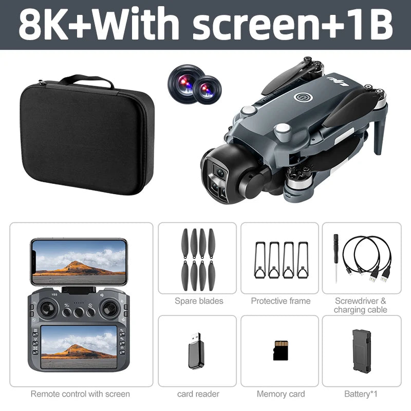 Lenovo V988 Drone 8K HD Dual Camera 4K Professional Remote control With Screen 5G WIFI Brushless Motor Foldable Quadcopter toy