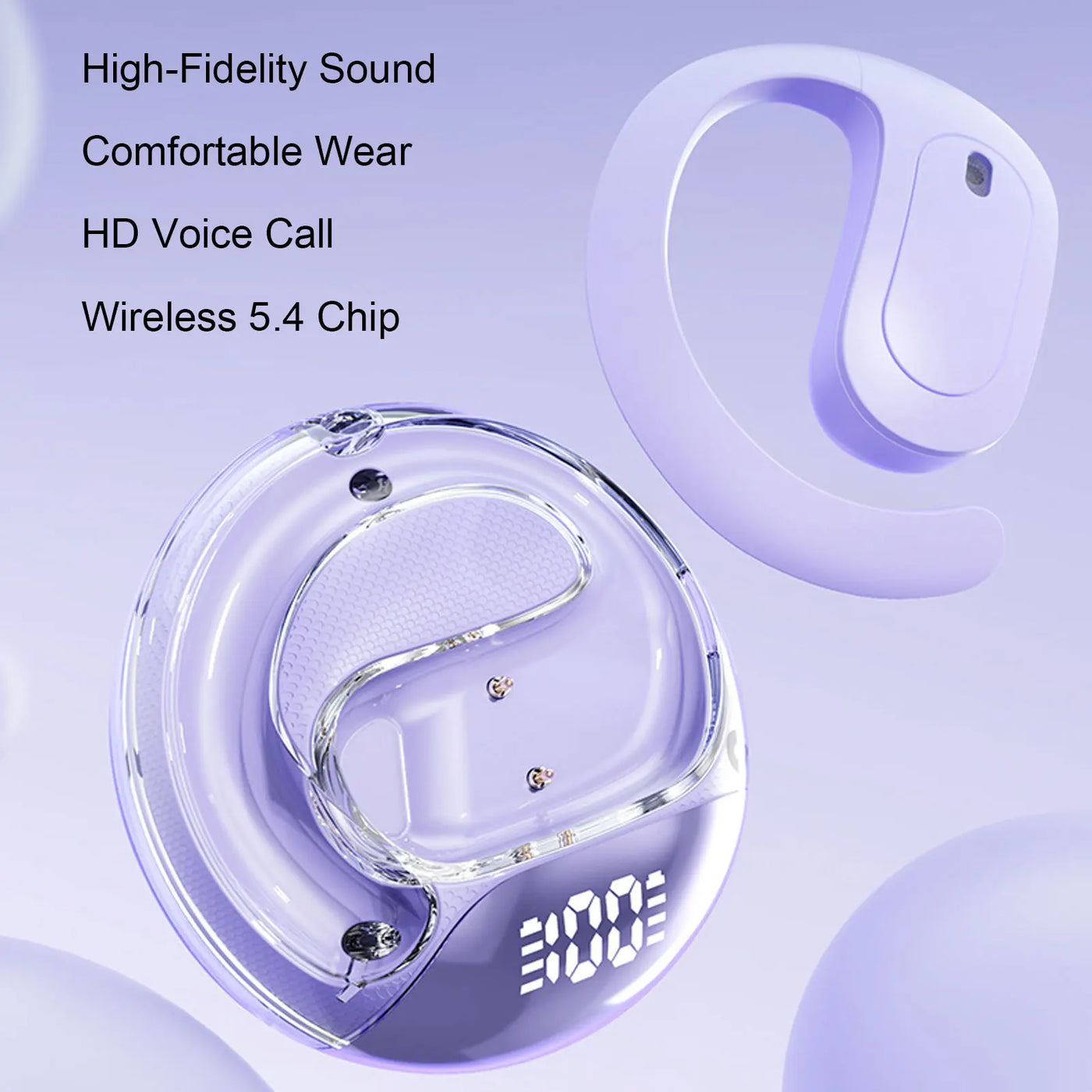 AI Translation Earbuds with APP Wireless Ear Hanging Bluetooth 5.4 Translator Earbuds for Travel Business Digital Display