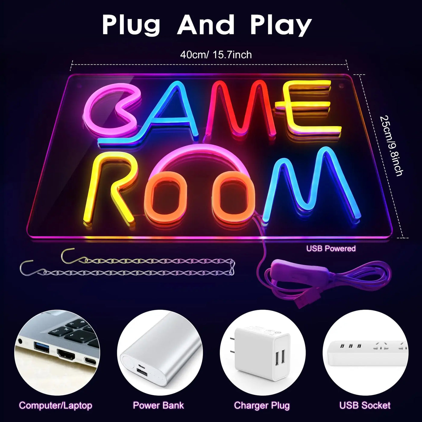 GAME ROOM Neon Sign LED Dimmable Game Zone Room Beer Bar Man Cave Bedroom Home Art Gaming Neon Light Sign