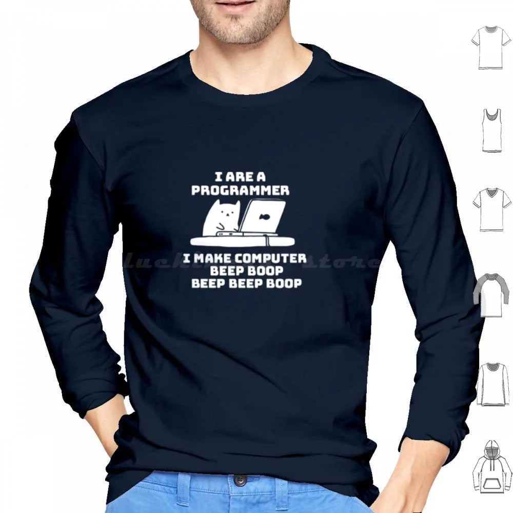 I Are Programmer Computer Cat Beep Boop Hoodie Cotton Long Sleeve Programmer Software Engineers I Are Programmer I