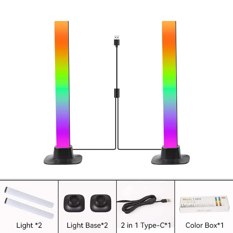 LED Desktop Smart RGB Light Bars USB Plug Night Light Rhythm Ambient Lamp For TV Compute Gaming Desktop Decor