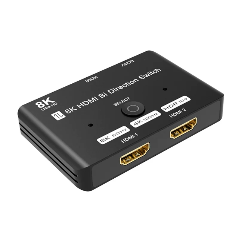 8K HDMI Bi Direction Switch 8K/60Hz HDMI Switcher 2.1 Converter 2 in 1 Out/1 In 2 Out Computer Screen Cutter