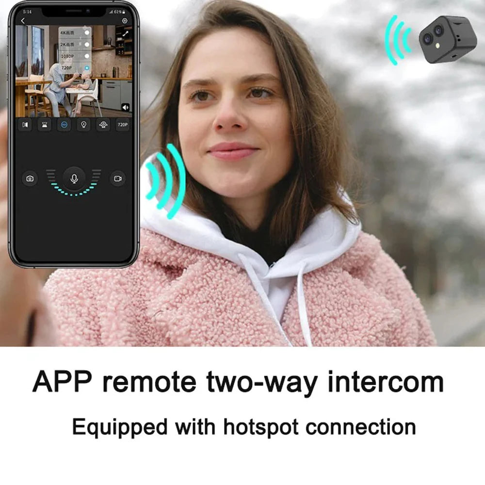 4K WiFi Camera Wireless Monitor Camera Dual Lens 170° Wide Angle APP Remote Two-Way Intercom Built-in Battery Magnetic Wireless
