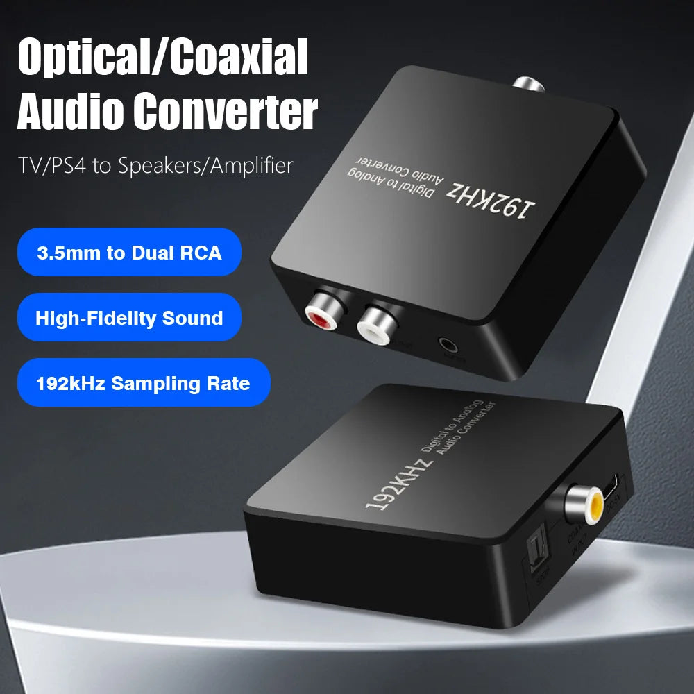 Toslink Coaxial Audio Converter 3.5MM SPDIF Digital Optical To Dual RCA AUX TV Speaker Amplifier Converter For PS5 PS4 TV DVD