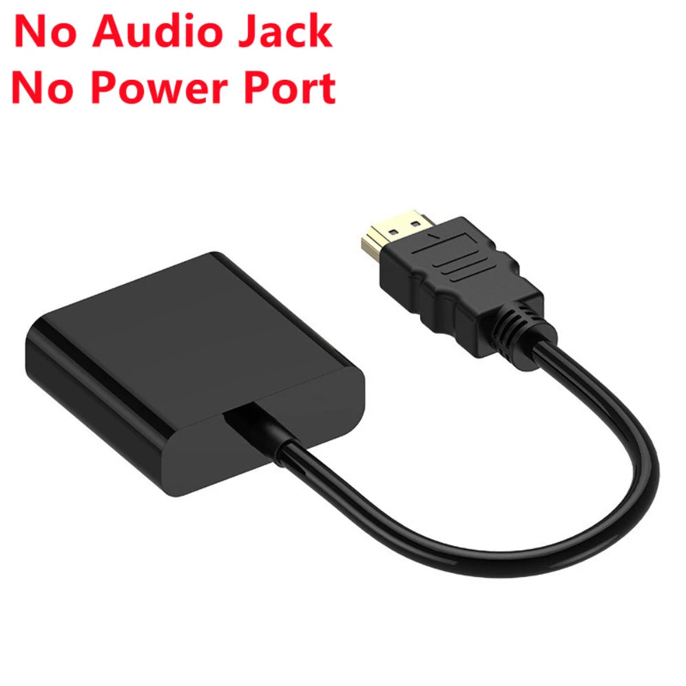 1080P HDMI-compatible to VGA Adapter Cable With 3.5mm Audio Jack USB Power Port Converter For PC Laptop PS4/3 Projector TV Box