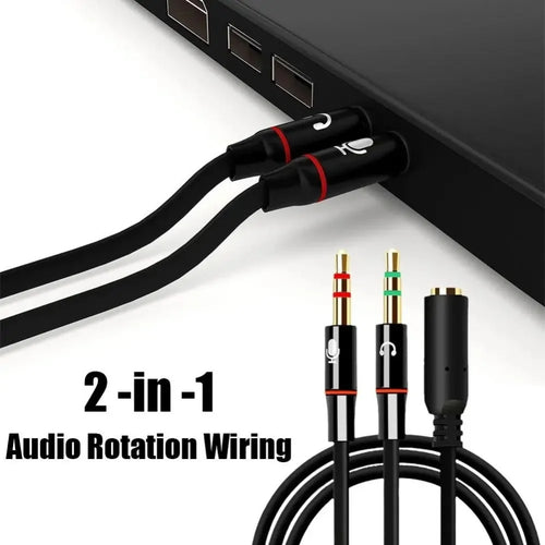 3.5mm Headphone Microphone Audio Splitter Female to Dual 2 Male Y Cable Converter Adapter For Computer PC Laptop Gaming Headset
