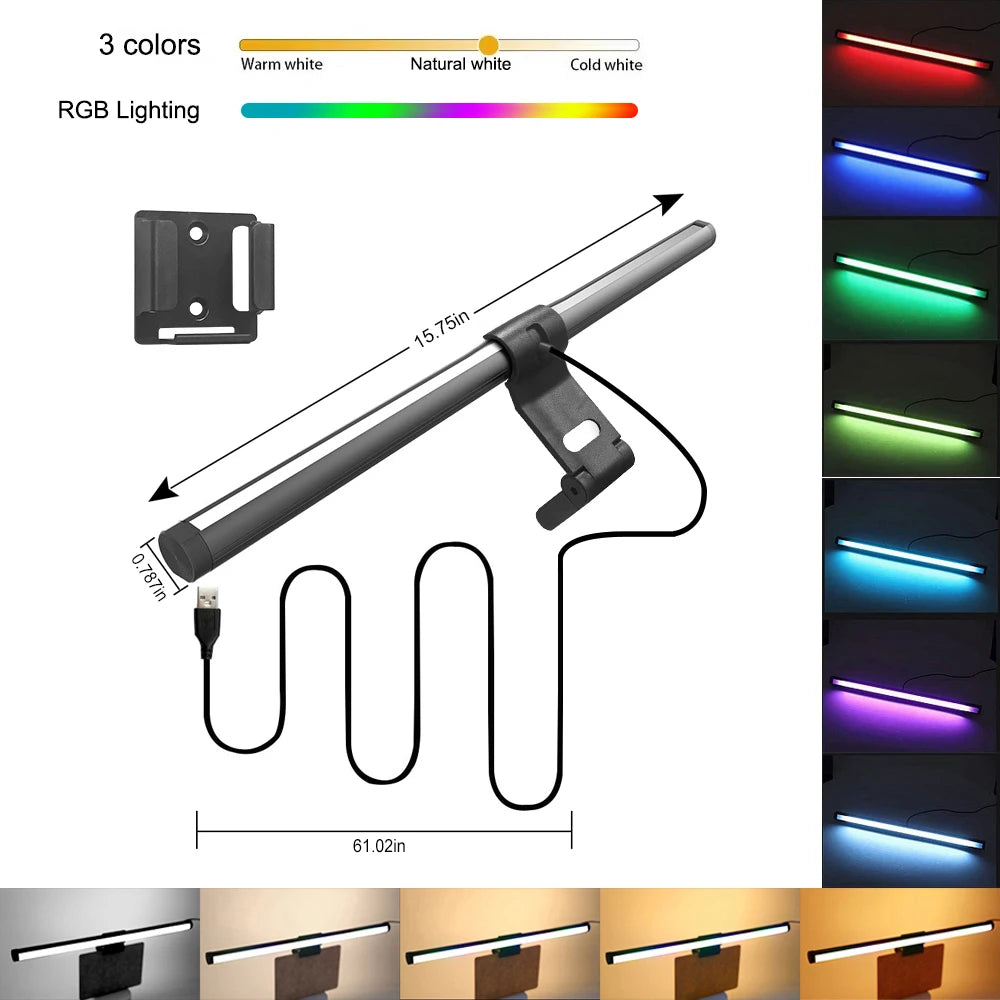 Monitor Screen Hanging Lighting Bar Computer Gaming Lights RGB CCT Led Monitor Light Bar for USB Dimmable Desk Lamp Atmosphere